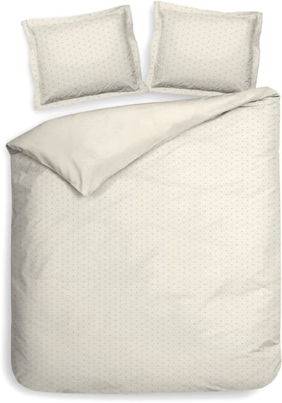 Heckettlane Dekbedovertrek Punto - Bedlinnen met Stippen - 200x200-220 cm - Tweepersoons - Off-White - Dekbedovertrek van 100% Katoen-Satijn