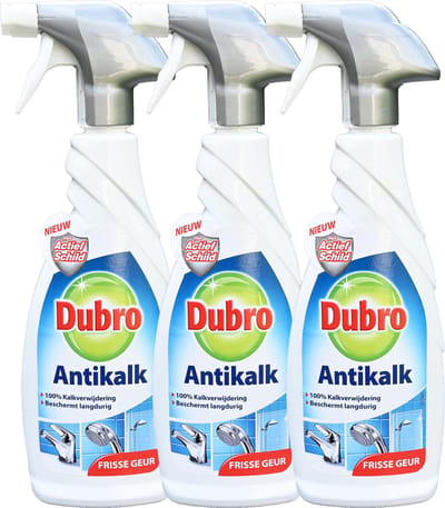 Dubro Antikalk spray - 100% Kalkverwijdering - Beschermt langdurig - Frisse geur - 3x 650ml