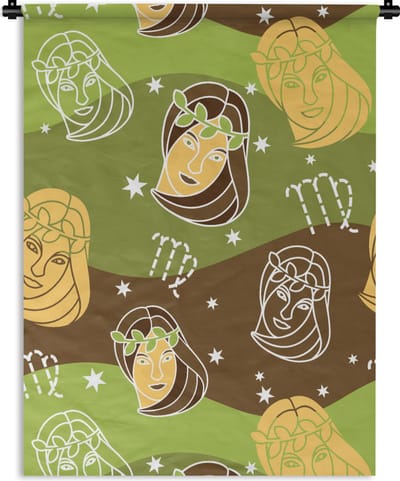 Wandkleed - Wanddoek - Virgo - Zodiac - Patroon - 90x120 cm - Wandtapijt