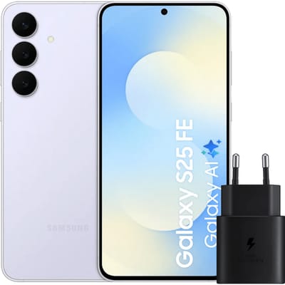 Samsung Galaxy S25 FE 128GB Lichtblauw 5G + Samsung Oplader 25 Watt Zwart