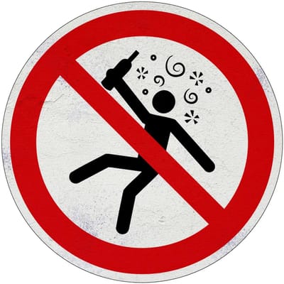 Geen dronken personen verbodsbord - P043 | Sign Again materiaal | 10 cm