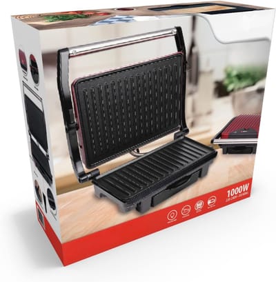 TIM® Tosti-ijzers - Tosti Apparaat - Tosti Ijzer - Zwart/Rood - 28cm x 33cm x 12cm