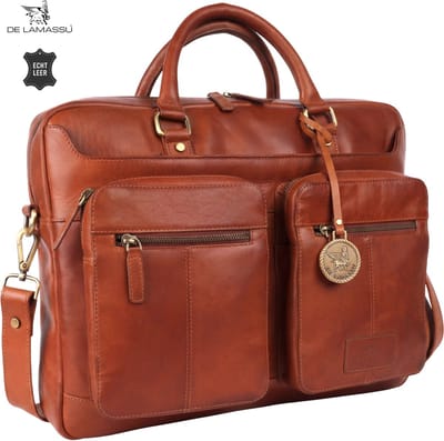DE LAMASSU® Celina Leren Laptoptas 16 Inch – Echt Leer – Zakelijke Aktetas – Schoudertas Dames en Heren – Laptopvak – Werktas Business Tas Unisex
