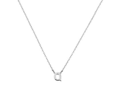 YO&NO - Ketting -  Zilver - Anker -  Letter Q -  1,1 mm -  41 + 4 cm - Sieraden vrouw - Gerhodineerd - Zilver 925