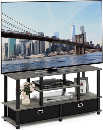 Tv-meubel met opbergruimte - Entertainment center - Woonkamer organiseren - Afgeronde randen - Tot 50 inch - Houtkleur
