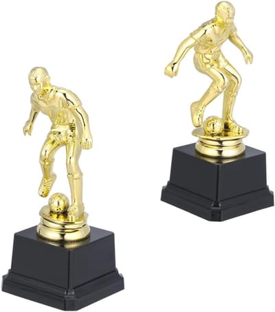 Voetbal Trofee Set - Award Beker - Prijsuitreiking Decoratie - Herbruikbaar Plastic - 155 cm Hoog - Goudkleurig