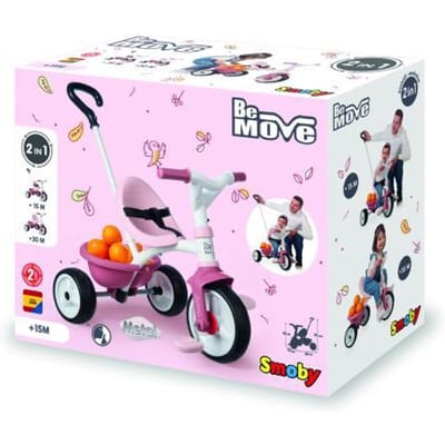 Smoby Be Move Roze - Driewieler met duwstang