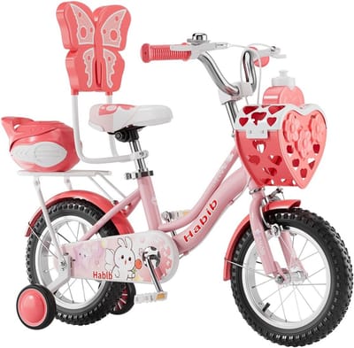 Meisjesfiets Prinsessen - Kinderfiets Compleet - Eerste Fietstochtjes - Dubbel Remsysteem - 16 Inch - Roze