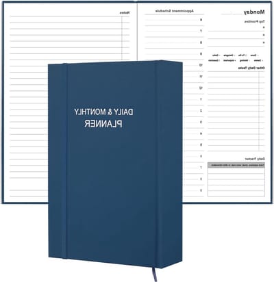 Dagelijkse Maandelijkse Planner - Agenda Ongedateerd - Structuur Aanbrengen - Twee Pagina's Per Dag - 58 x 83 inch - Blauw