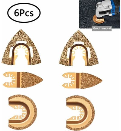 Geschikt voor Geef uw projecten een boost met deze 6-pack universele driehoekige halfcirkelvormige diamantcarbide oscillerende multitool zaagbladen!