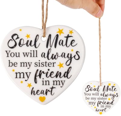 Dailygoods- Aandenken Keramiek - Ornament voor Binnen - Vriendschapscadeau - Beste Vriend - 7,5 x 7 cm - Waterdicht en Sterk