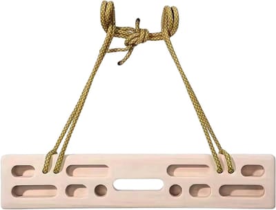Hangbord Hout - Gripsterkte Trainer - Onderarm Uithoudingsvermogen - Massief Natuurlijk Materiaal - 50x3x10cm Touw 300cm