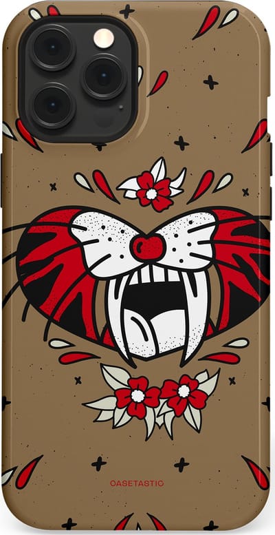 Casetastic hoesje geschikt voor Apple iPhone 12 Pro Max - MagSafe - Dubbellaagse bescherming - Wilde kracht - Fashion Case - Taupe Donkergrijs Bordeaux
