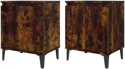 Industriële nachtkastjes - Bedkastjes - Opbergen slaapkamer - Omkeerbare deur - 40 x 30 x 50 cm - Rookeiken
