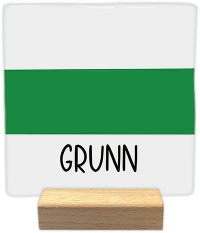 Grunn - Keramische decoratie tegel - incl. houten presenteerblok