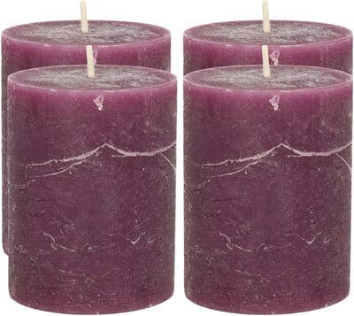 Atmospera Stompkaars/cilinderkaars - 4x - bordeaux rood - 7 x 9 cm - middel rustiek model