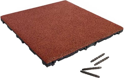 Rubber tegel met pen- en gat verbinding 50x50 cm - 45 mm - Rood