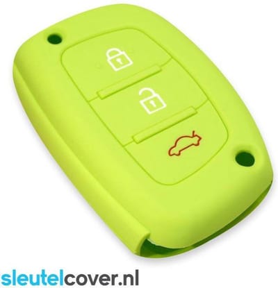 Autosleutel Hoesje geschikt voor Hyundai - SleutelCover - Silicone Autosleutel Cover - Sleutelhoesje Lime groen