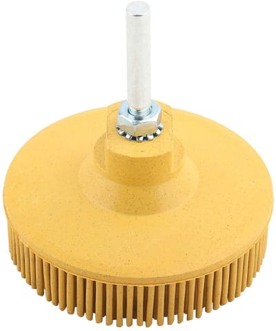 Dailygoods - 3-inch borstelschijf - Schuurborstel - Voor fijne metalen afwerking - Geel - Polijsten en reinigen - Geschikt voor hout en metaal