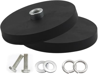 Dailygoods- Potmagneet 2 Stuks - Rubber Neodymium Magneten - Diameter 88 mm - Draagkracht 55 kg - Inclusief Moeren/Ringen - Geschikt voor Lichtstrips