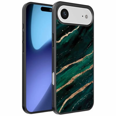 Geschikt voor iPhone Air Telefoonhoesje met marmer opdruk - TPU backcover case marble design - Groen Goud - Smartphonica geschikt voor iPhone 17 Air