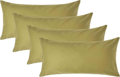 Homescapes Luxe Satijn Kussensloop 40x80 cm – Olijfgroen – Set van 4 – 100% Egyptisch Katoen Satijn – Draaddichtheid 1000
