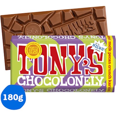 Tony Chocolonely Chocolade Reep - Melk Pecan Crunch Karamel 180 gram