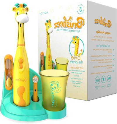 Elektrische Tandenborstelset - Kinder Tandenborstel - Mondhygiëne Bevorderen - Inclusief Zandloper - 15 x 8 x 23 cm - Giraf