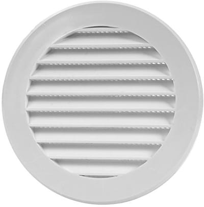 Rond ventilatierooster voor afvoerlucht met insectenbescherming en verticale lamellen - Ø 125 mm