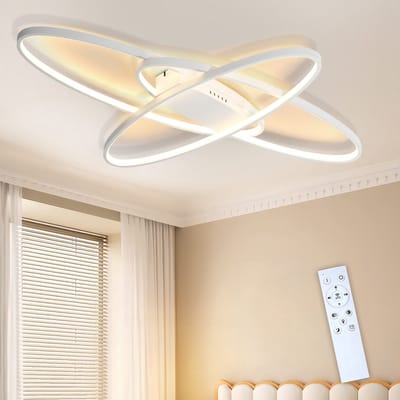 NETTLIFE LED Plafondlamp - Dimbaar 3000-6000K - Wit - odern Woonkamerlamp - Plafond met Afstandsbediening - 75W Slaapkamerlamp - voor Keuken | Studie | Kantoor