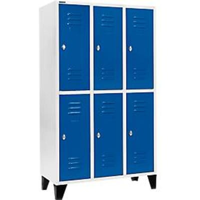 Schäfer Shop Select Kledinglocker, met 3 x 2 compartimenten, 400 mm, met poten, draaigrendelslot, deur gentiaanblauw