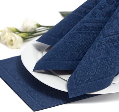 50 Servetten ROYAL Collection 1/4 vouw 40 cm x 40 cm donkerblauw Ornaments