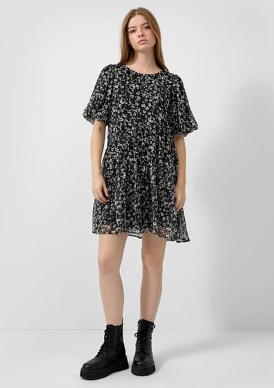 Bloemig geprinte blousejurk met pofmouwen voor vrouw QS