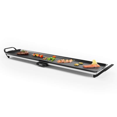 Tristar Grillplaat BP-2670- Tafelgrill XL: 100 x 23 cm - Voor binnen en buiten - BPA Free - Gourmet bakplaat voor op tafel - 10 tot 12 personen - Met regelbare thermostaat - Anti-aanbaklaag - Zwart