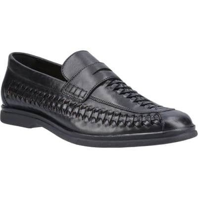 Hush Puppies Bowie Leren Heren Zwarte Instappers