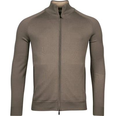 Thomas Maine Vest Cardigan Zip Double Knit Inner Cotton Layer Taupe / male