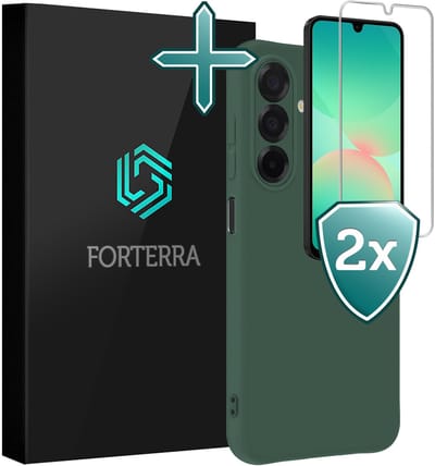 Hoesje Met 2x Screenprotector - Geschikt voor Samsung Galaxy A26 - Sterk & Shockproof - Telefoon Hoes - Back Cover - Siliconen Case - Donkergroen