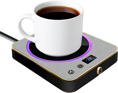 Drankverwarmer Onderzetter - Bekerwarmer Mokverwarmer - Warme Dranken Houden - 3 Temperatuurstanden - Zilver