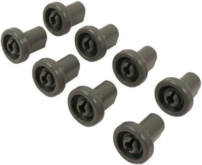 Vaatwasser Mand Wieltjes - Bovenste Mand Wielen - Vaatwasser Onderhoud - Set van 8 stuks - Universeel - Grijs
