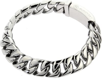 Bukovsky - Stalen Schakelarmband - "Force Extra Small" - 19 cm - Gourmette Schakels - Zilverkleur - Gepolijst - Glanzend - Rvs - 316L Stainless Steel