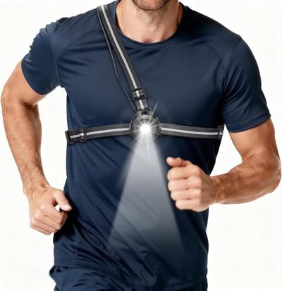 Duurzaam en Oplaadbaar Hardlooplicht met Reflecterende Strepen, IPX5 Waterdicht, Ideaal voor Joggen en Fietsen, Rotating en Compact Design