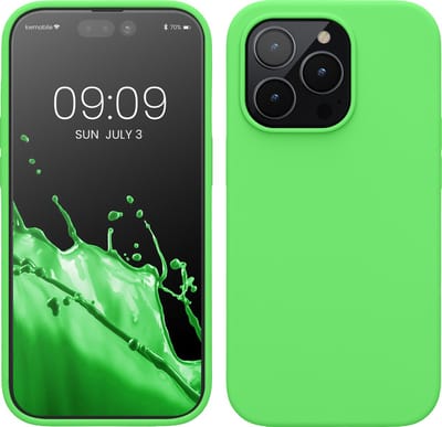 kwmobile telefoonhoesje geschikt voor Apple iPhone 14 Pro - Hoesje met siliconen coating - Smartphone case in limoengroen