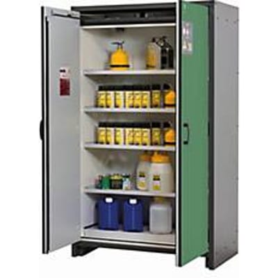 Veiligheidskast type 30 asecos Q-CLASSIC-30, scharnierende deuren, reseda groen front, B 1164 x D 620 x H 1947 mm