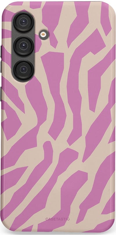 Casetastic hoesje geschikt voor Samsung Galaxy S25 Plus - Dubbellaagse bescherming - Zebra Roze Magenta Flow - Fashion Case - Lila Zand