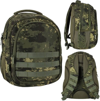Groene camo, verstijfde, schoolrugzak, jeugd-rugzak, ruim 43x35x21cm STARPAK met een verstevigde rug