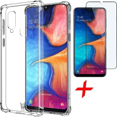 Hoesje geschikt voor Samsung Galaxy A20e - Transparant Shock Proof + Screen Protector Full