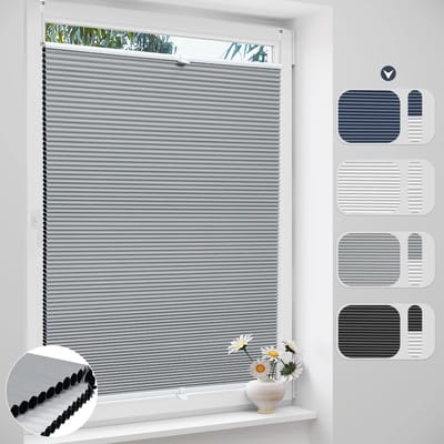 Allero Plissé - Honingraat-plissé - Verduisterend - Zonder Boren - Grijs - Thermisch - 60x120 cm - Jaloezie - Voor Ramen en Deuren