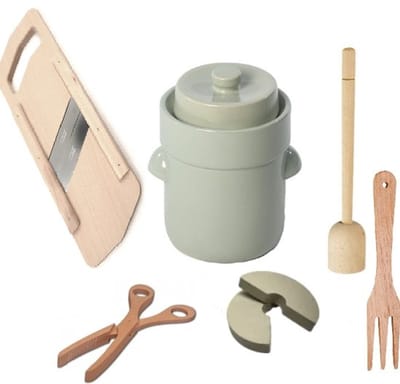 Startpakket fermenteren 3 liter (Creme-Modern) - zuurkoolpot - fermentatiepot