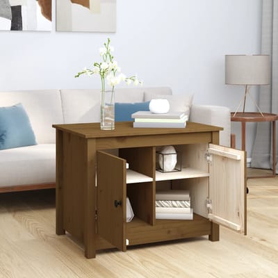 vidaXL - Salontafel - 71x49x55 - cm - massief - grenenhout - honingbruin