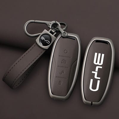 Autosleutelhoes Cover Shell Voor Byd Song Plus Pro Atto 3 Han Ev Tang Ev600 Dm Qin Seal Dolphin Yuan Max Dmi Auto Sleutelhanger Accessori gray